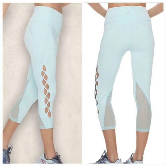 🔺️Fila Sport Sky Blue High Rise Capri Athletic Pants w/Pocket Small - Picture 2 of 11